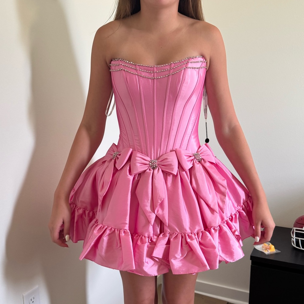 BRAND NEW Sherri Hill Pink 56688 HOCO bow dress